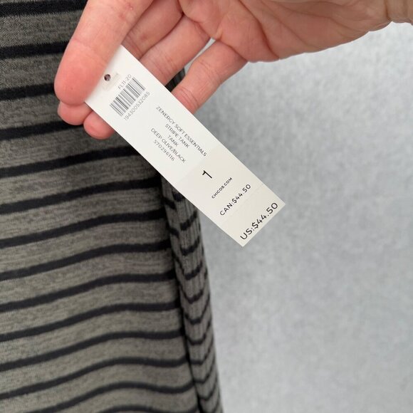 Chicos Zenergy Soft Essentials Tank Size 8/10 Olive Green Black Soft Stretch NEW - Picture 5 of 11